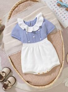 SHEIN Pelele/Mono minimalista para bebés/niños pequeños, adecuado para el verano - Azul - Ver 3