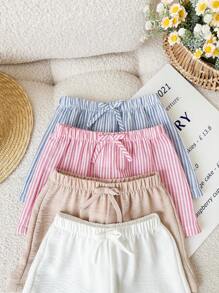 Bộ 4 quần short sọc lưng thun co giãn mùa hè cho bé gái - Nhiều màu - Xem 1