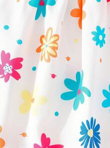 SHEIN 女宝宝夏季休闲可爱多色条纹印花编织连衣裙，韩版 - 彩色 - 查看 6