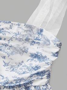 SHEIN Girlism Tween Girl Casual Cute Cinched Waist Sleeveless Bowknot Mini Dress - Blue - View 4