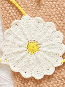 Swim Mod 加大码女式夏季海滩 2 件套比基尼套装，手工钩编向日葵拼布性感罩衫泳衣 - 黃色 - 查看 3