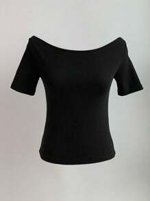 Wynsel Women's Round Neck Slim-Fit Short Sleeve Elegant T-Shirt, Grey, Spring/Summer,Business Casual Women
