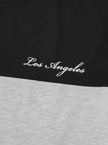 Manfinity Homme Herren Lässig Farbblock Buchstaben Muster Kurzarm T-Shirt und Shorts Set, Sommer