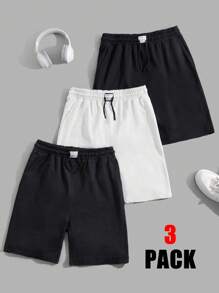 RueChic 3 pièces Shorts réguliers avec cordon de serrage et patch en coton pour hommes