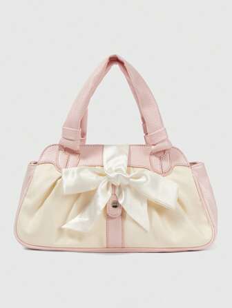 Kawaii Bolso de mano de mujer con decoración de moño para uso diario