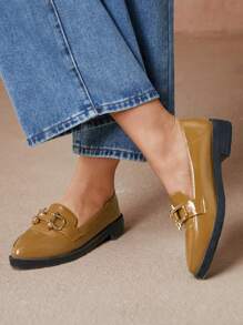 CUCCOO CURVES Sepatu Oxford Wanita Ukuran Besar, Lebar, Pas, Sol Tebal, Ujung Datar, Ujung Lancip, Warna Hitam Polos, Bagian Depan Dalam, Bertali - Unta - View 4