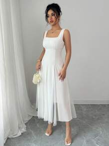 Rafferiza 女式白色休闲法式无袖轻便连衣裙 - 白色 - 查看 5