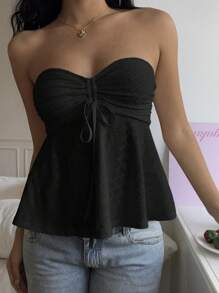 SHEIN EZwear 黑色针织抹胸，休闲夏装