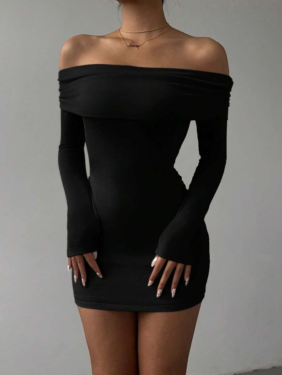 Aloruh Women's Sexy Off Shoulder Backless Tied Bodycon Mini Dress, Perfect For Party Black - Black - View 1