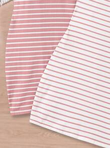 SHEIN Explorewe فستان مجموعة بدون أكمام عادي مقلم للفتيات المراهقات