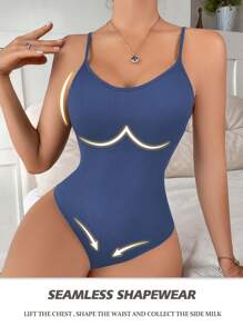 Snug Zone 1 pieza Camiseta sin costuras casual de mujer de unicolor - Azul Marino - Ver 4