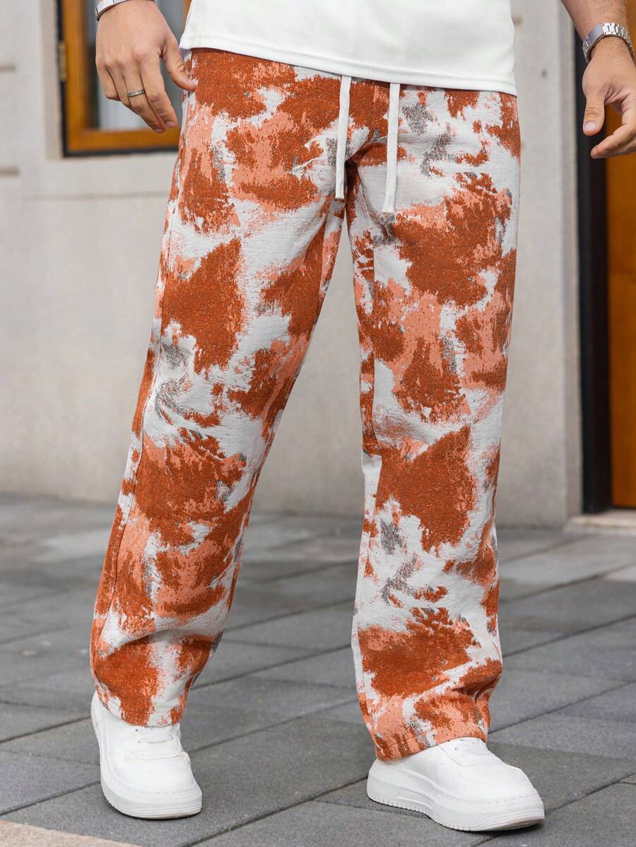 Manfinity Hypemode 男士扎染黑白撞色阔腿直筒裤