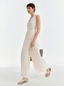 SHEIN Clasi Bộ đồ liền thân không tay thường ngày phong cách mới 2025 dành cho nữ - Màu be - Xem 3