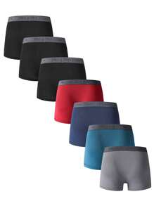 7pcs/Set Men's Letter Printed Elastic Waistband Comfortable Boxer Briefs