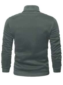 Manfinity EMRG Men's Letter Cross Print High Neck Long Sleeve Sweatshirt - Grey - View 2