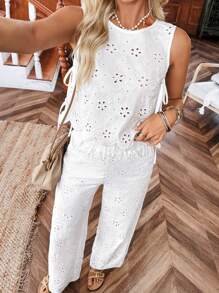 Easowa Bộ 2 áo crop top thêu thường ngày cho nữ và váy dài để mặc khi đi nghỉ, áo buộc dây phía trước, áo đi nghỉ, bộ đồ hai mảnh đi nghỉ, áo mùa hè dễ thương, bộ đồ đôi màu trắng, trang phục mùa hè theo phong cách Boho dành cho phụ nữ, trang phục toàn màu trắng, váy tốt nghiệp màu trắng, bộ đồ mùa hè, bộ đồ hai mảnh mùa hè - trắng - Xem 8