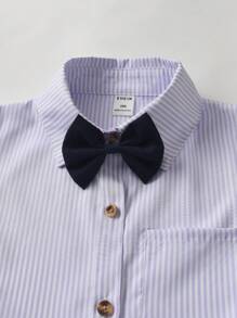 Bộ đồ vest nam 2 món sọc dài tay cho bé trai kèm quần có dây đeo - Màu tím hoa cà - Xem 4