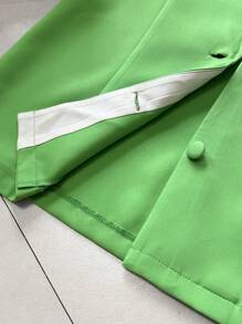 Zolique Women's Contrasting Trim Lapel Neck Single Breasted Sleeveless Blazer - Green - View 8