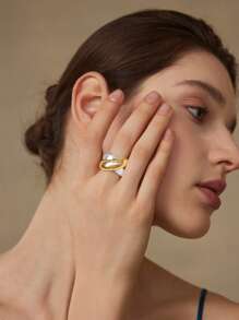 MOTF PREMIUM 十字交叉开口指环，金色和银色