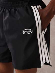 SUMWON 优质运动表现训练短裤，带侧条纹，透气运动跑步健身短裤，带松紧腰带，非常适合健身房训练夏季活动