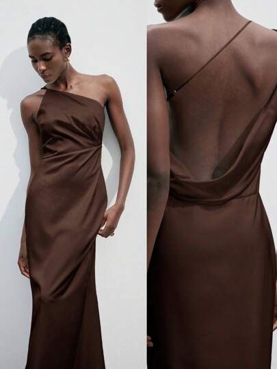 Maija 秋冬新款都市现代优雅休闲派对连衣裙，复古白色超长无袖长裙适合音乐节、海滩度假、日常休闲、浪漫都市度假，适合郊游、派对、婚礼、宾客、老钱风格、毕业季，缎面长裙、晚礼服、优雅女装