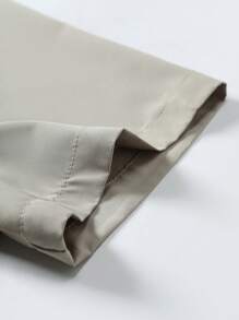 Manfinity Homme Men's Solid Color Single Breasted Pocket Casual Short Sleeve Shirt (With Print Pattern) Men Dress Shirts Short Men Clothes Men Shirts Men Short Sleeve Dress Shirt Shirts For Guys - Champagne - View 4