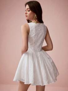 Enchnt Váy công chúa mini dễ thương không tay thêu hoa cúc trắng lãng mạn mùa xuân/hè cho nữ, ngọt ngào, thanh lịch và gợi cảm cho ngày lễ tình nhân, sinh nhật, ngày lễ, đêm hẹn hò ngọt ngào, tiệc ngoài vườn, kỳ nghỉ, mùa cưới và mùa tốt nghiệp - trắng - Xem 7
