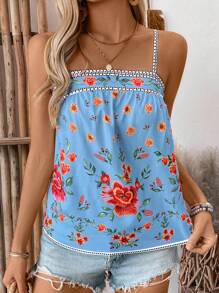 Breezaya 女士休闲度假定位印花背心图案 T 恤女士上衣