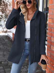 SHEIN LUNE Zip Up Hooded Coat