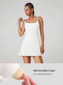GLOWMODE FeatherFit™-Air Scoop Neck Knotted Mini Dress Quick Dry Moisture Wicking - White - View 5
