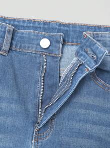 SHEIN ChillGRL Y2K Fashion Versatile Stylish Washed Elastic Flared Jeans For Teenage Girls Summer Holiday - Medium Wash - View 5