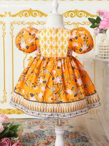 SHEIN Babygirl 花卉印花夏日度假连衣裙 - 彩色 - 查看 2