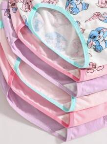 Set de 6 bragas de algodón con estampado lindo de conejo, transpirables y adecuadas para todas las estaciones, para niñas - Multicolor - Ver 7