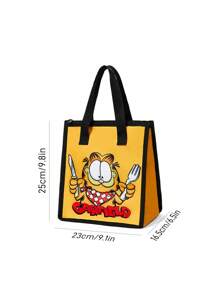 GARFIELD X SHEIN Cartoon Cat Printed Insulated Lunch Bag, Picnic Cooler Bag, Large Capacity For Storing Lunch Boxes, Beverages, Etc.