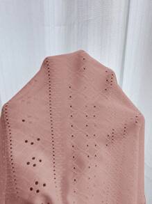 SHEIN Frenchy Plus Size Women's Plain Color Contrast Lace Short Sleeve Burn-Out Embroidery T-Shirt - Dusty Pink - View 7