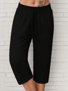 SHEIN LUNE Plus Size Casual Versatile Solid Color Pants