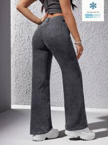 SHEIN EZwear Quần Jeans Ống Thẳng Thường Ngày - Xám - Xem 2