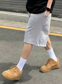 DAZY Pantalones cortos grises sueltos y casuales para hombre, de vuelta al colegio
