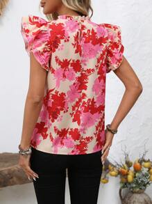 SHEIN Clasi Casual Women's Ruffled Hem Printed Blouse - Multicolor - View 2