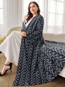 Al Najma Plus Size Women's Elegant Floral Embroidered Arabic Abaya, Robe, Modest