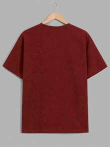 RueChic Conjunto de camiseta regular y pantalón corto de tela tipo gofre para hombres