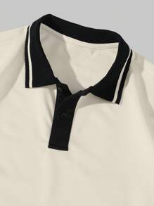 Manfinity Hypemode Men's Casual Color Blocking Letter Print Polo Shirt, Summer - Apricot - View 4