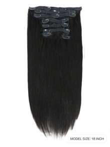8 piezas Extensiones de cabello humano Remy de alta calidad con clips rectos, color negro natural, 133g/set, 10-22 pulgadas. Un set completo de extensiones con clips rectos para uso diario de mujeres - SNatural - Ver 2