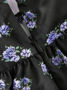 SHEIN MOD Camiseta de tirantes con estampado floral diminuto para mujer - Negro - Ver 3