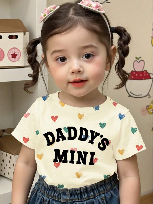 SHEIN Blusa casual simples de manga curta e gola redonda para bebê menina, adequada para o verão