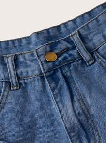 SHEIN EZwear Shorts vaqueros casuales de mujer con bolsillos y bajo deshilachado