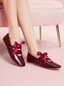 CUCCOO DOLLMOD Women Cute Flat Ballet Shoes For Dancing - Burgundy - View 5