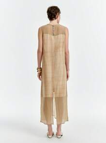 Aalyst Women's Sleeveless Round Neck Simple Fashion Casual Dress, Suitable For Summer - Khaki - View 2