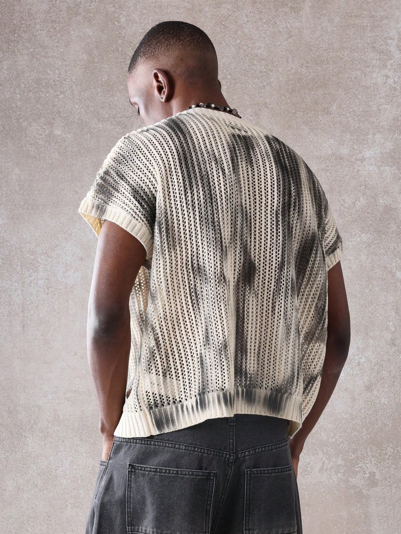 Tie-Dye Effect Sleeveless Ribbed Knit Sweater Vest