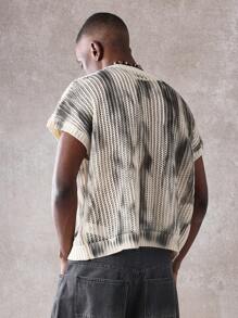 SUMWON Tie-Dye Effect Sleeveless Sweater Vest Ribbed Knit Tank Top Textured Athletic Streetwear Modern Urban Fall Winter Essential Layer Piece - Apricot - View 2